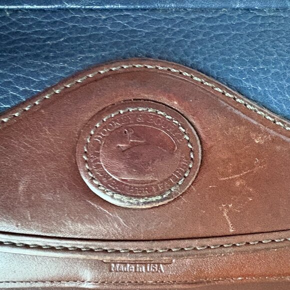 Dooney & Bourke Checkbook Wallet Blue AWL Brown Leather Trim Duck Kisslock - Picture 4 of 10